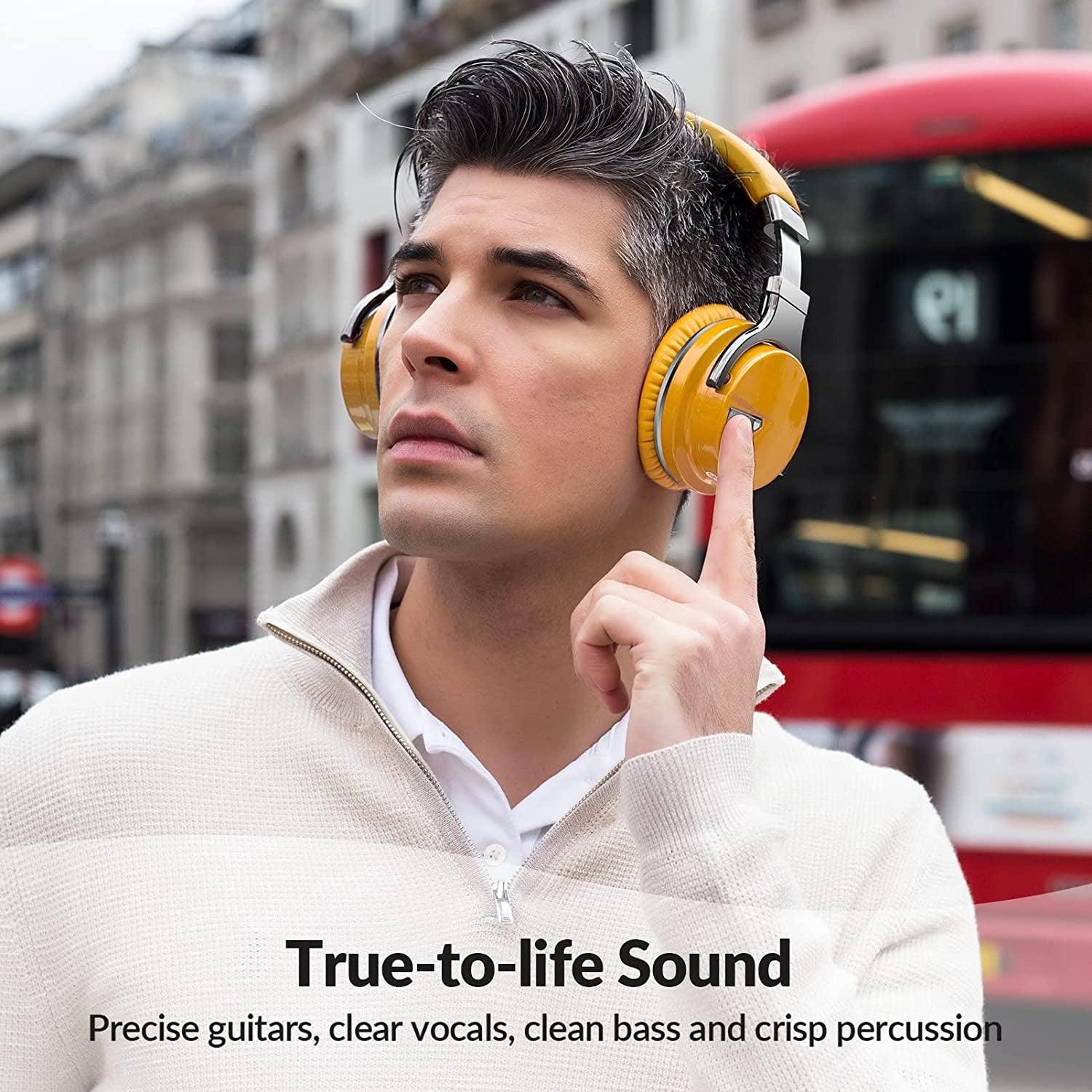 Silensys E7 Active Noise Cancelling, Bluetooth Headphones with Microphone Deep Bass Wireless, over Ear, Comfortable Protein Earpads, 30 Hours Playtime for Travel/Work, Yellow - Evallys.com # #