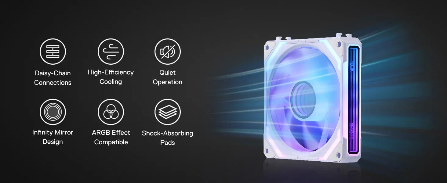 Redragon GCF012 Standard 120mm 4 Pin PWM PC Case Fan for Radiator/Computer Case Cooling, 120x120x25mm, 3 Pack, White - Evallys.com