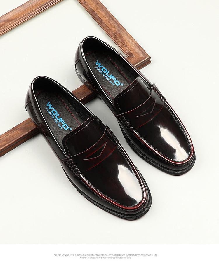 Korean Style One-foot Patent Leather Round Toe Loafers Commuter Shoes - Evallys.com # #