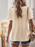 Womens Summer Tops Crewneck Short Sleeve Shirts Casual Chiffon Blouses Flowy Lace Hem Boho Clothing Trendy 2024 XX-Large Apricot - Evallys.com # #