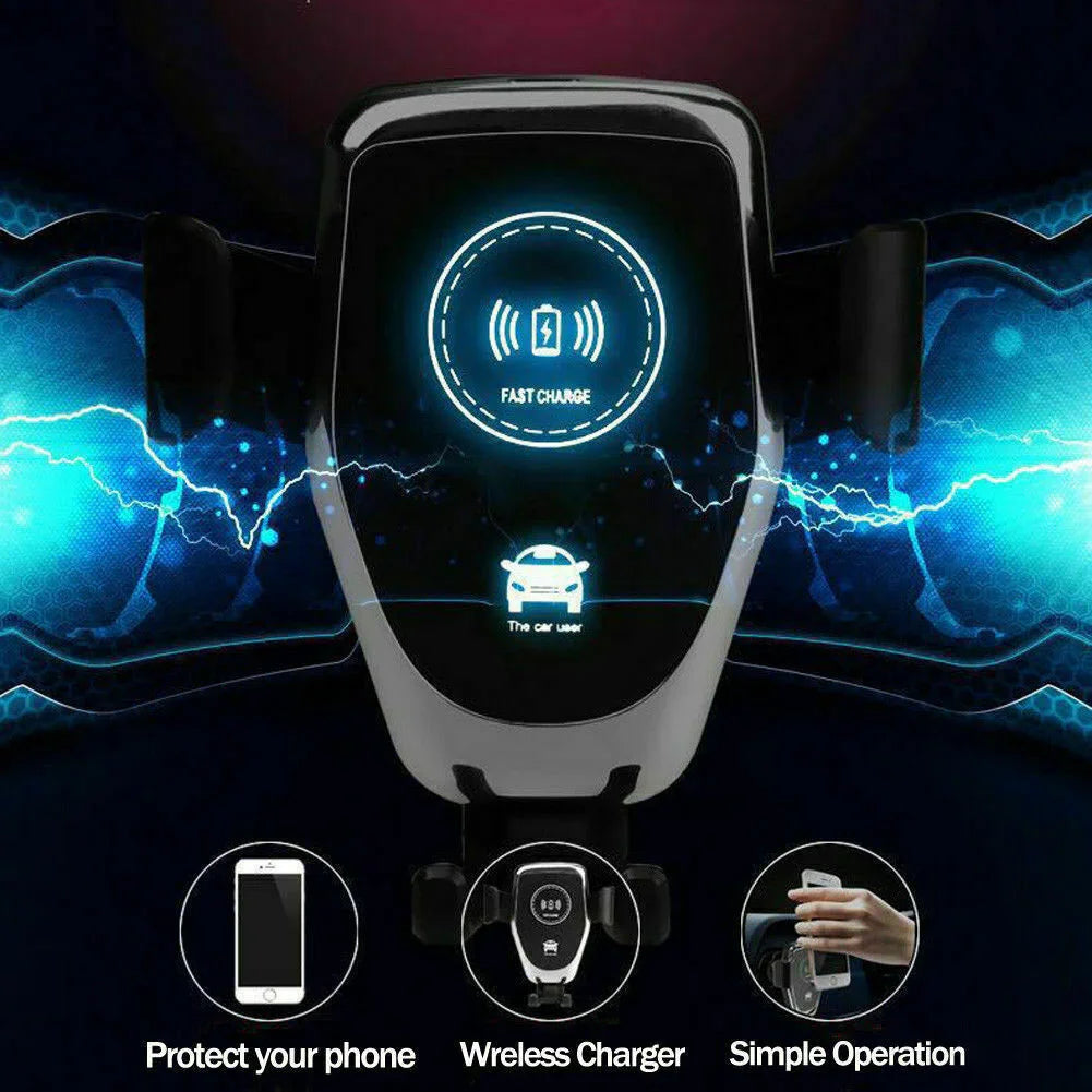 10W QI Wireless Fast Car Charger Mount Holder Stand Automatic Clamping Charging - Evallys.com