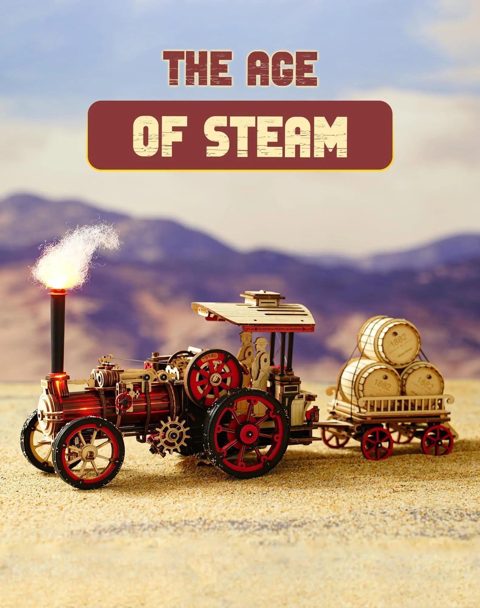 ROKR 3D Wooden Puzzle Car Model Steam Engine Mechanical Teens Kids Birthday Gift - Evallys.com # #