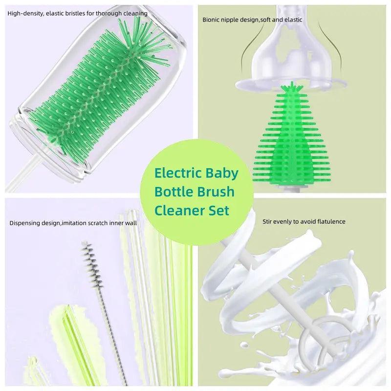 Electric Bottle Cleaning Brush, Baby Bottle Brush Cleaner Water Bottle Cleaning Kit, Nipple Brush Pacifier Cleaner Straw Cleaner Brush for Newborns,6 Packs Set - Evallys.com # #