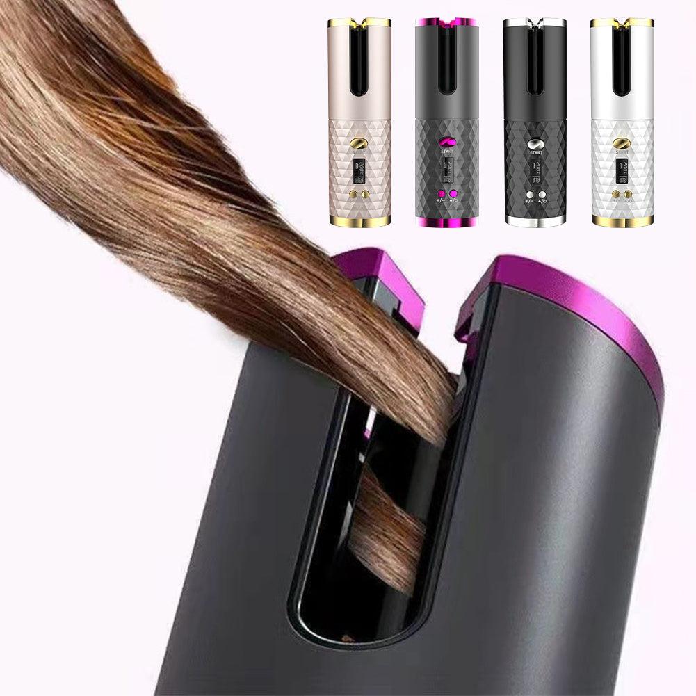 Electric LCD Display Automatic Rotating Cordless Hair Curler Fast Curling Iron Tongs Portable USB Rechargeable With Comb Safe USB Cordless Automatic Rotating Hair Curler Hair Waver Curling Iron - Evallys.com # #