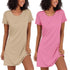 Ekouaer 2 Pack Nightgowns for Women Sleapwear Short Sleeve Night Shirts Soft Sleep Dress Classic NightDress S-XXL Light Yellow+rose Red XX-Large - Evallys.com # #