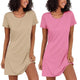 Ekouaer 2 Pack Nightgowns for Women Sleapwear Short Sleeve Night Shirts Soft Sleep Dress Classic NightDress S-XXL Light Yellow+rose Red XX-Large - Evallys.com