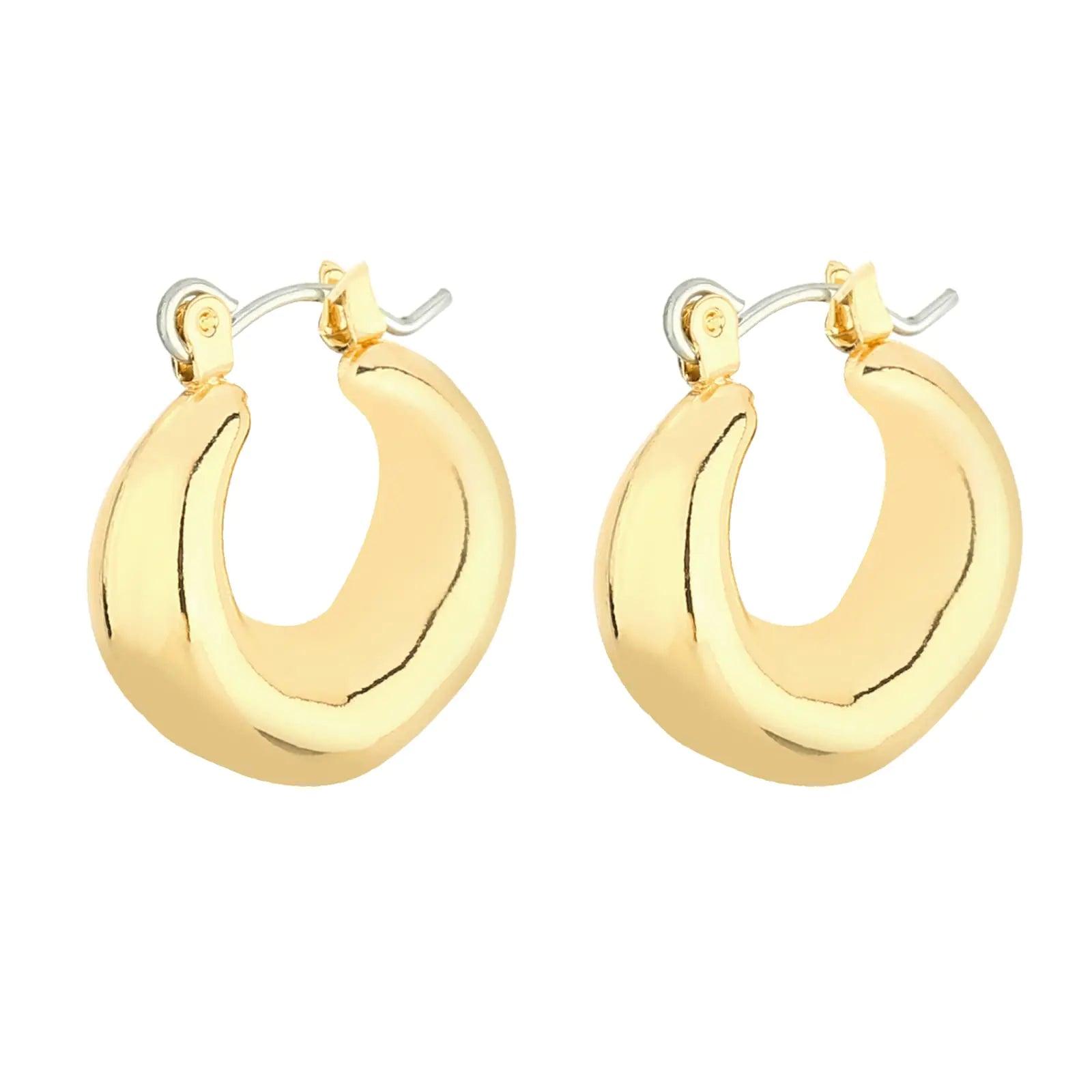 Wgoud Chunky Hoop Earrings Set 14K Gold Hoop Earrings for Women Hypoallergenic, Thick Hoops Earring set, Twist Huggie Hoop Earring 6 Prs Chunky Gold - Evallys.com # #