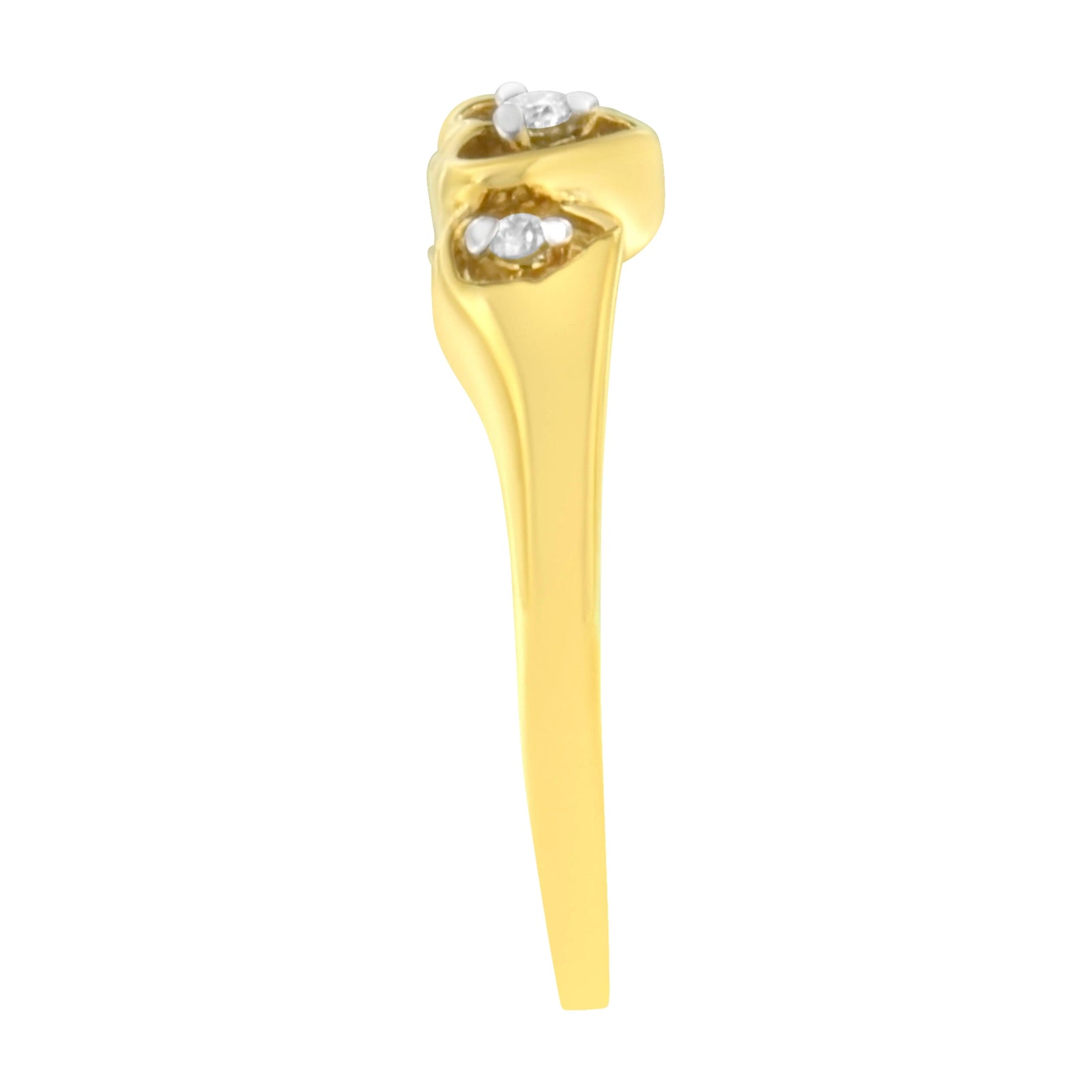 10KT Yellow Gold 1/20 cttw Diamond Triple Heart Diamond Ring (K-L, I1-I2) - Evallys.com # #