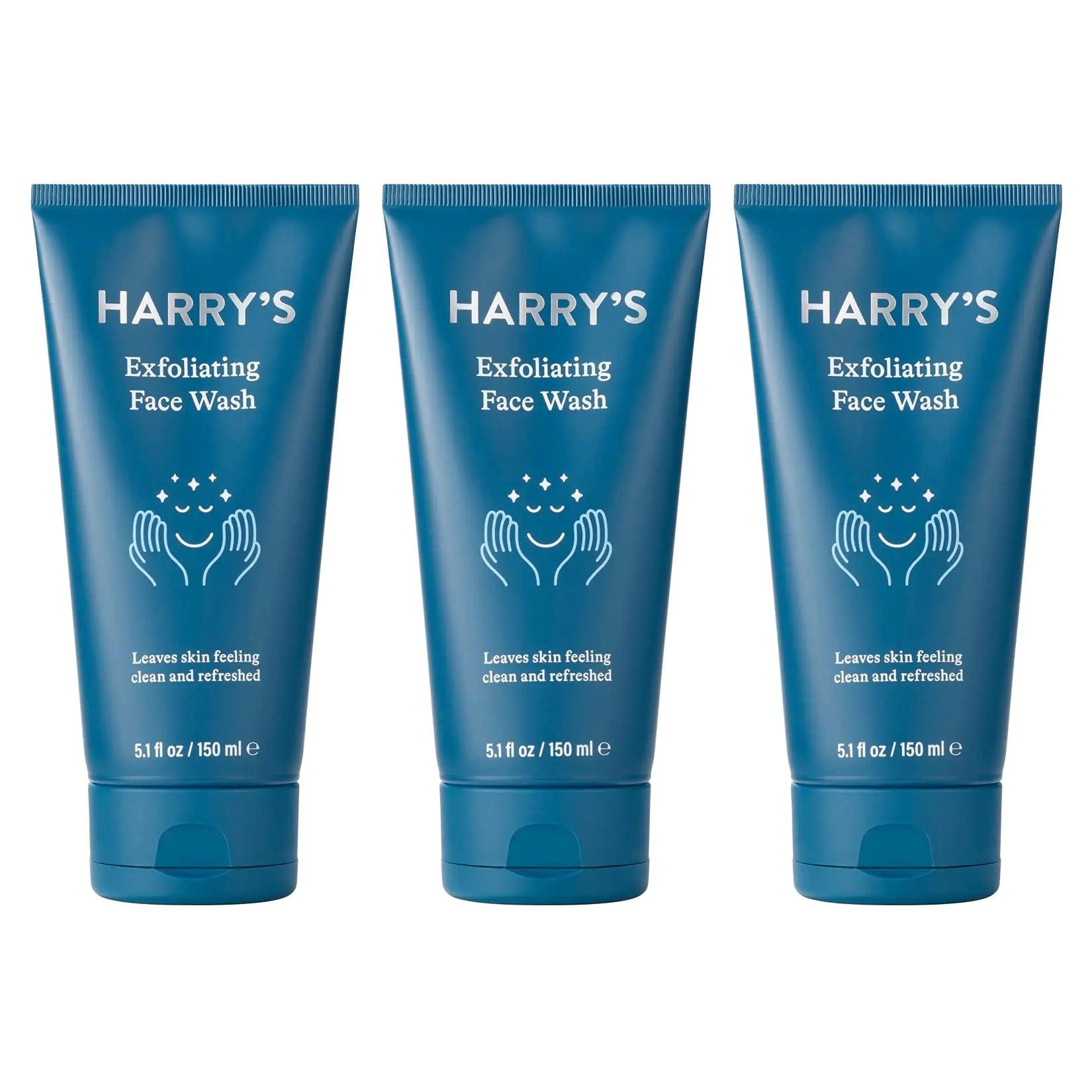 Harry's Face Wash for Men, Gentle Formula with Volanic Rock Natural Exfoliant, Dermatologist Tested, 5.1 Fl. Oz, Pack of 3 - Evallys.com # #