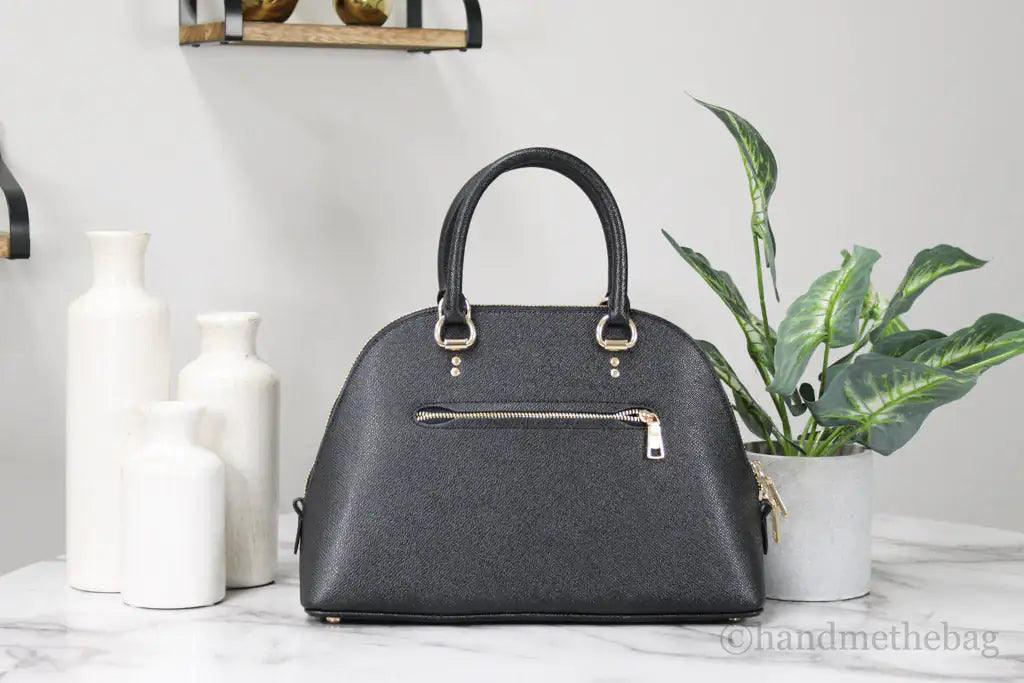 Coach (2553) Katy Medium Black Crossgrain Leather Satchel Dome Handbag - Evallys.com # #