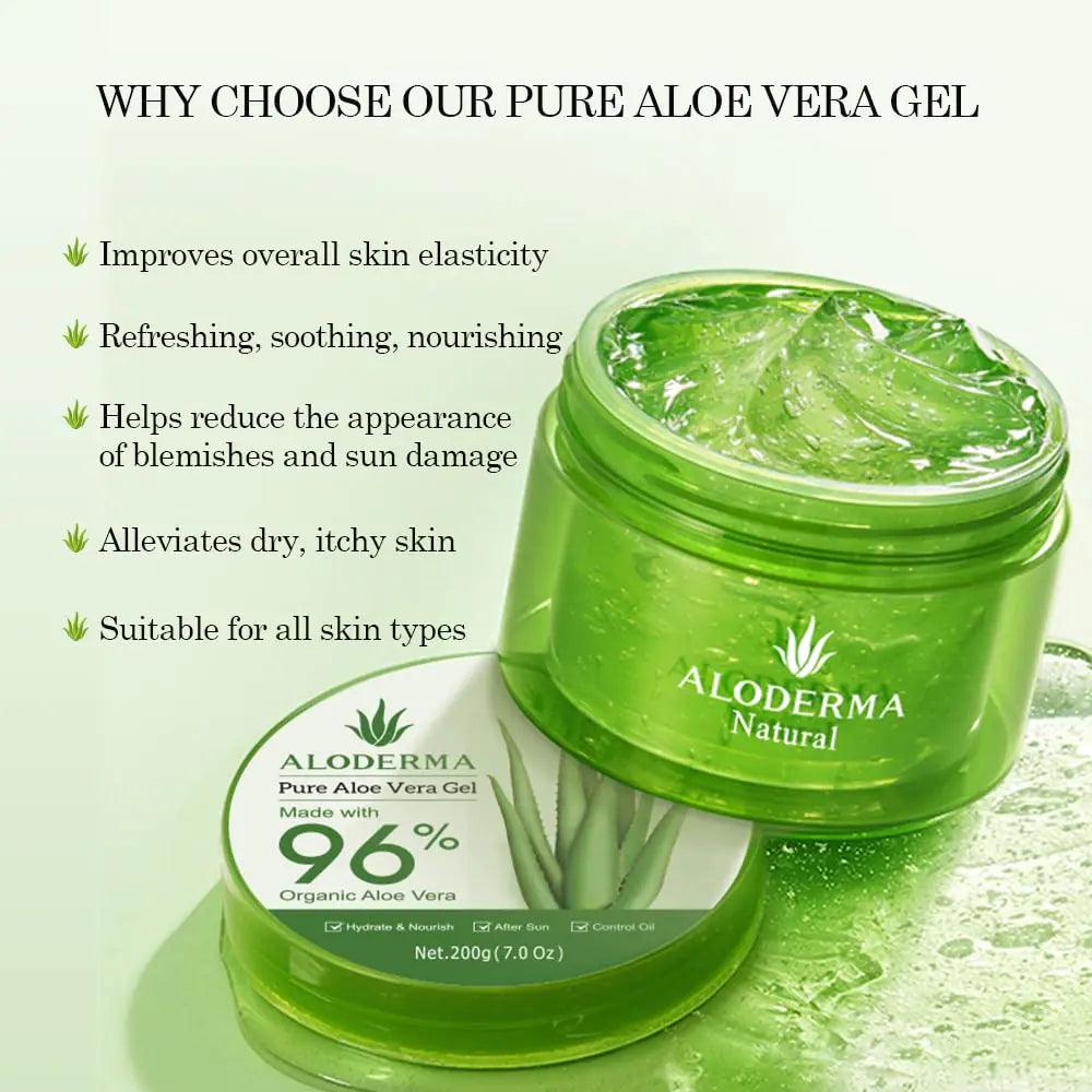 Aloderma Organic Aloe Vera Gel for Face Made within 12 Hours of Harvest, 96% Pure Aloe Vera Gel for Skin, Scalp, & Hair, Soothing Aloe Face Moisturizer, Multipurpose, Hydrating Aloe Gel, 7oz, 3-Pack - Evallys.com # #