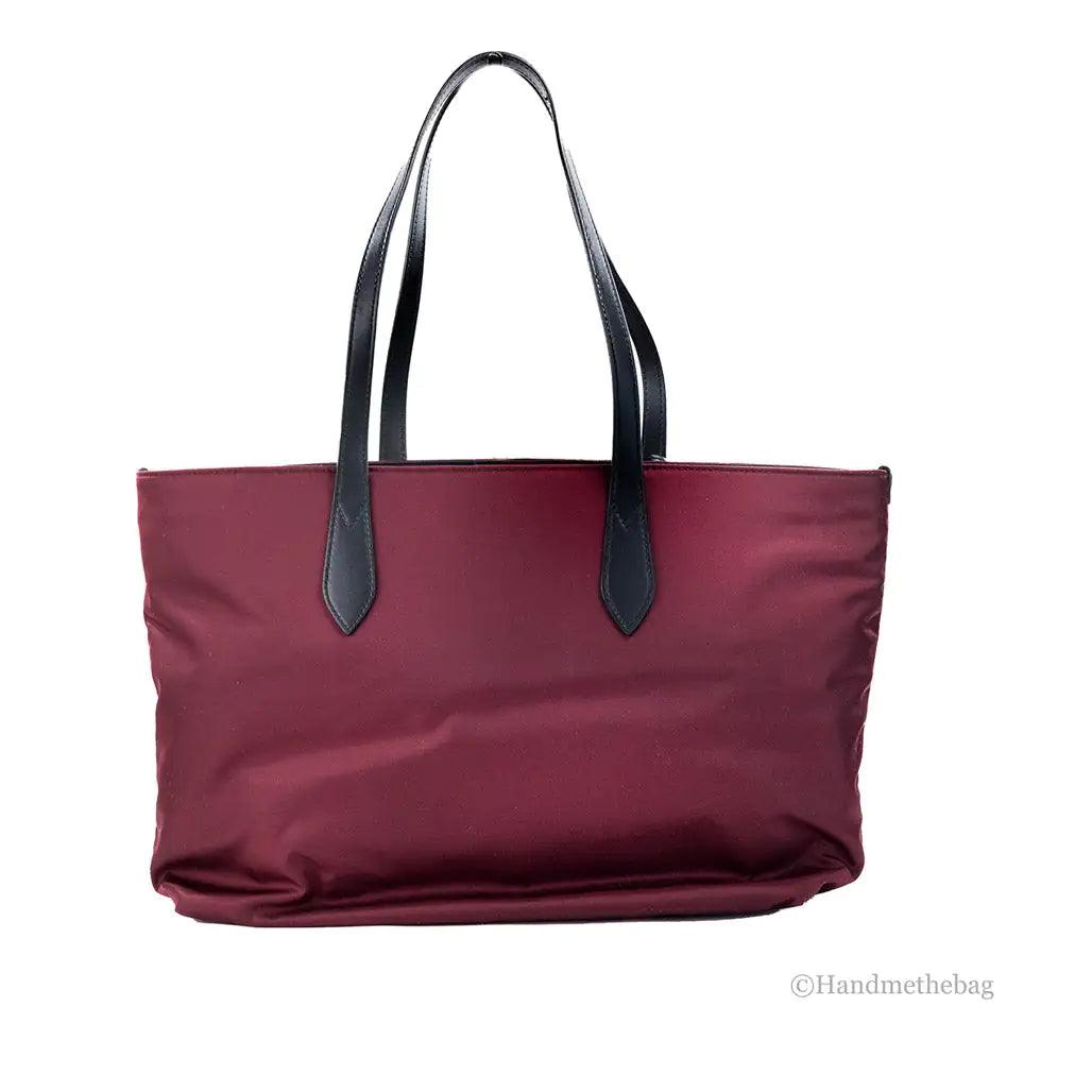 Burberry Medium Burgundy Logo Nylon Tote Shoulder Bag - Evallys.com # #