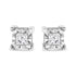 .925 Sterling Silver Miracle Set Princess-cut Diamond Solitaire Stud Earrings (H-I Color, SI2-I1 Clarity) - Evallys.com # #