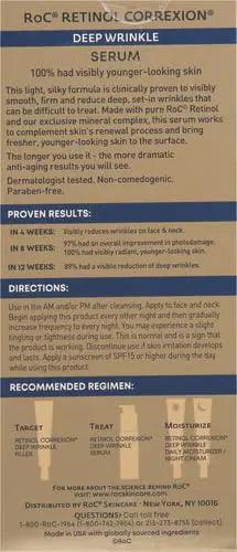 RoC Retinol Correxion Deep Wrinkle Retinol Face Serum with Ascorbic Acid, Daily Anti-Aging Skin Care Treatment for Fine Lines, Dark Spots, Acne Scars, 1 Ounce (Packaging May Vary) - Evallys.com # #