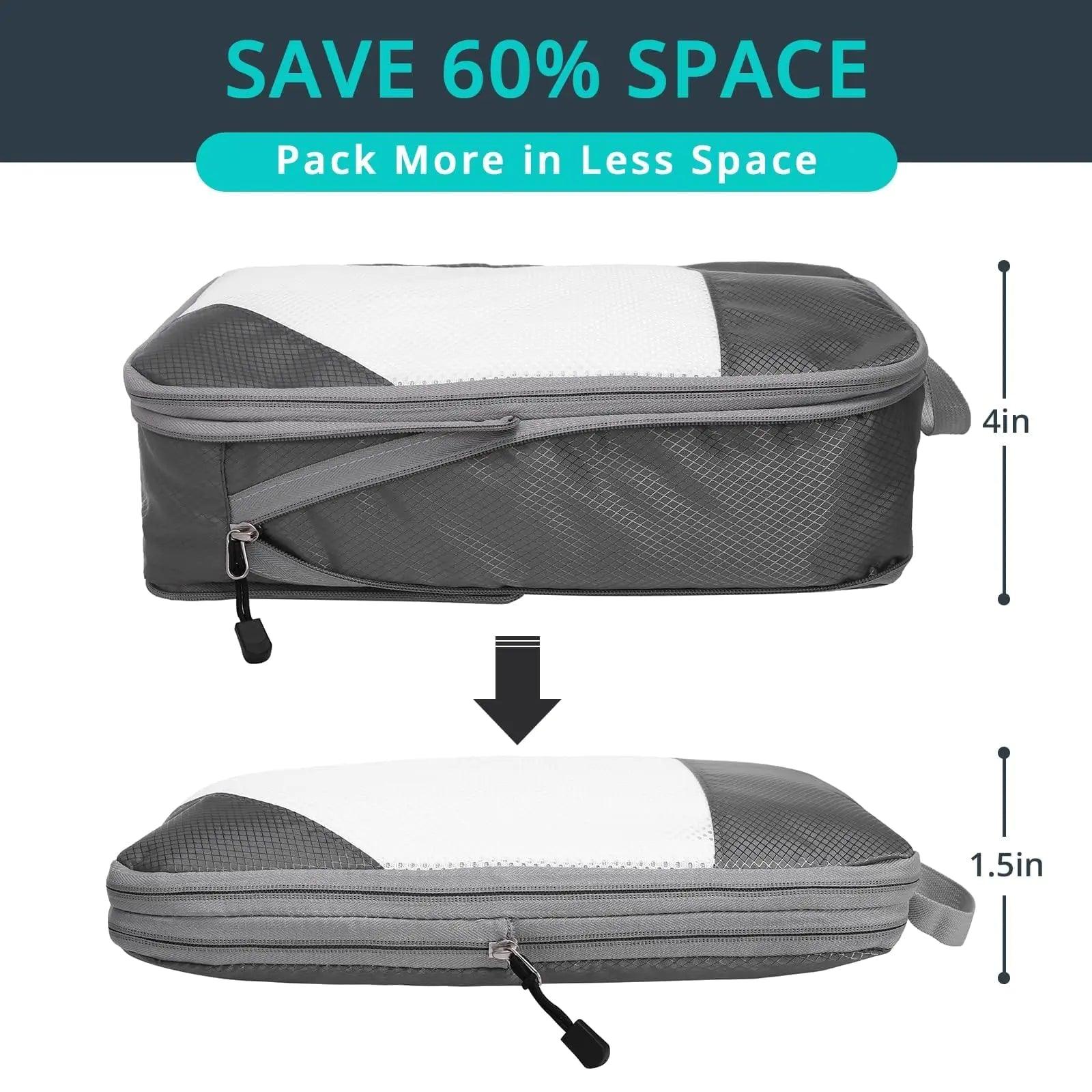 Compression Packing Cubes for Travel, Packing Cubes Compression Travel Essentials, Compressible Packing Cubes Travel Organizers for Carry-on Luggage Suitcase Grey 3pcs - Evallys.com # #