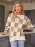 EFAN Women's Oversized Sweaters 2024 Fall Crewneck Batwing Sleeve Pullover Sweaters Small Khaki Plaid - Evallys.com # #