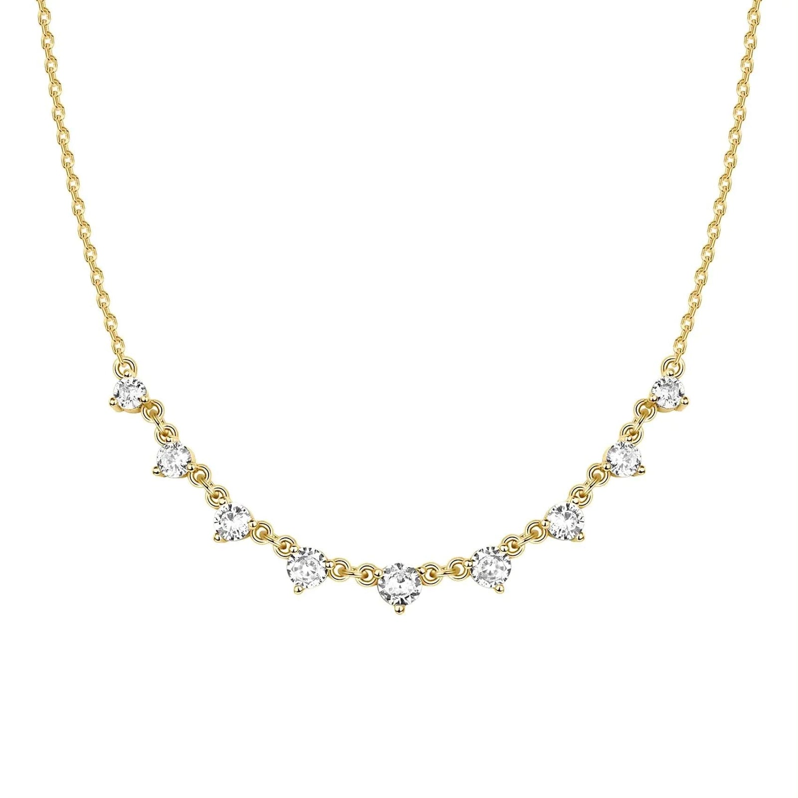 PAVOI 14K Gold Plated Station Necklace | Simulated Diamond BTY Necklace | Womens CZ Chain Necklace | Layering Necklaces Yellow Gold Princess - Evallys.com # #