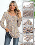 Ficerd Women's Puff Long Sleeve Tunic Tops Pleated Crew Neck Blouses Dressy Casual Loose Fit Fall and Winter Shirts Pink Floral Large - Evallys.com