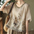 Art Retro Embroidery Top Colored Round Neck Pullover - Evallys.com # #