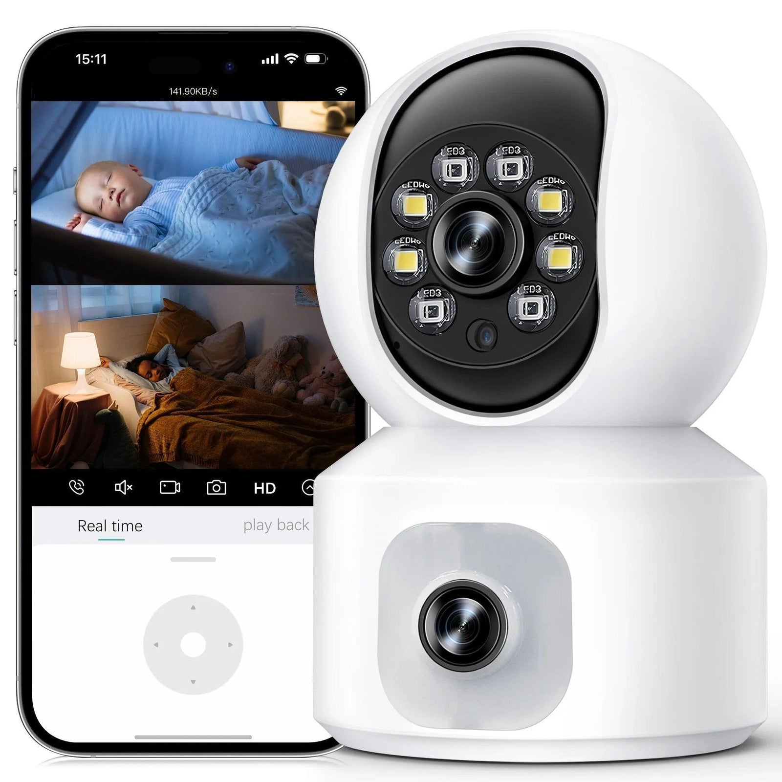 Baby Monitor -3K 5MP Video Baby Monitor with Camera and Audio - Baby Monitor Wifi Smartphone with Night Vision, Video Recording, App Control, Motion Detection/Tracking, 2-Way Audio - Evallys.com # #