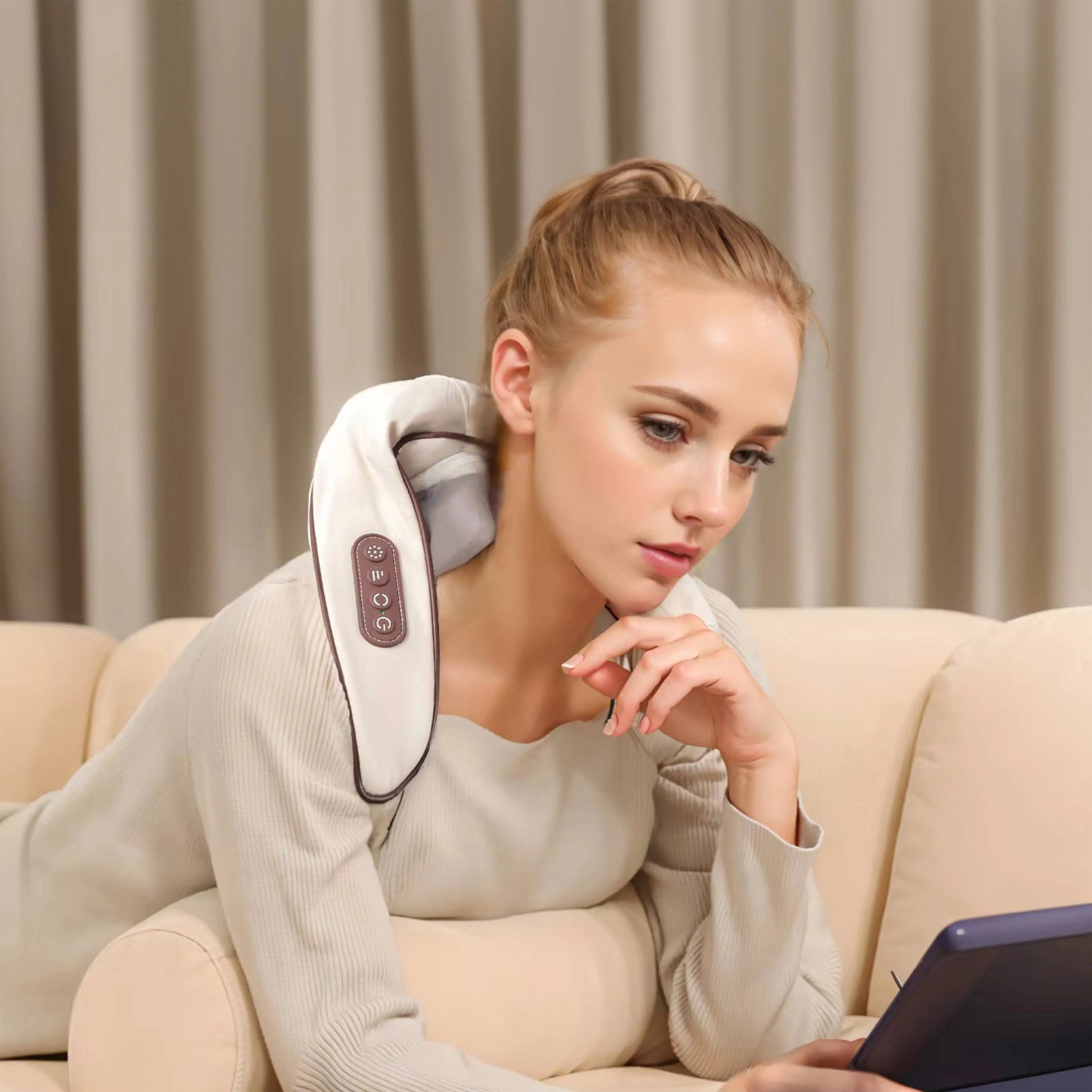 Electric Neck and Shoulder Massager with Heat – Pain Relief Deep Tissue - Evallys.com