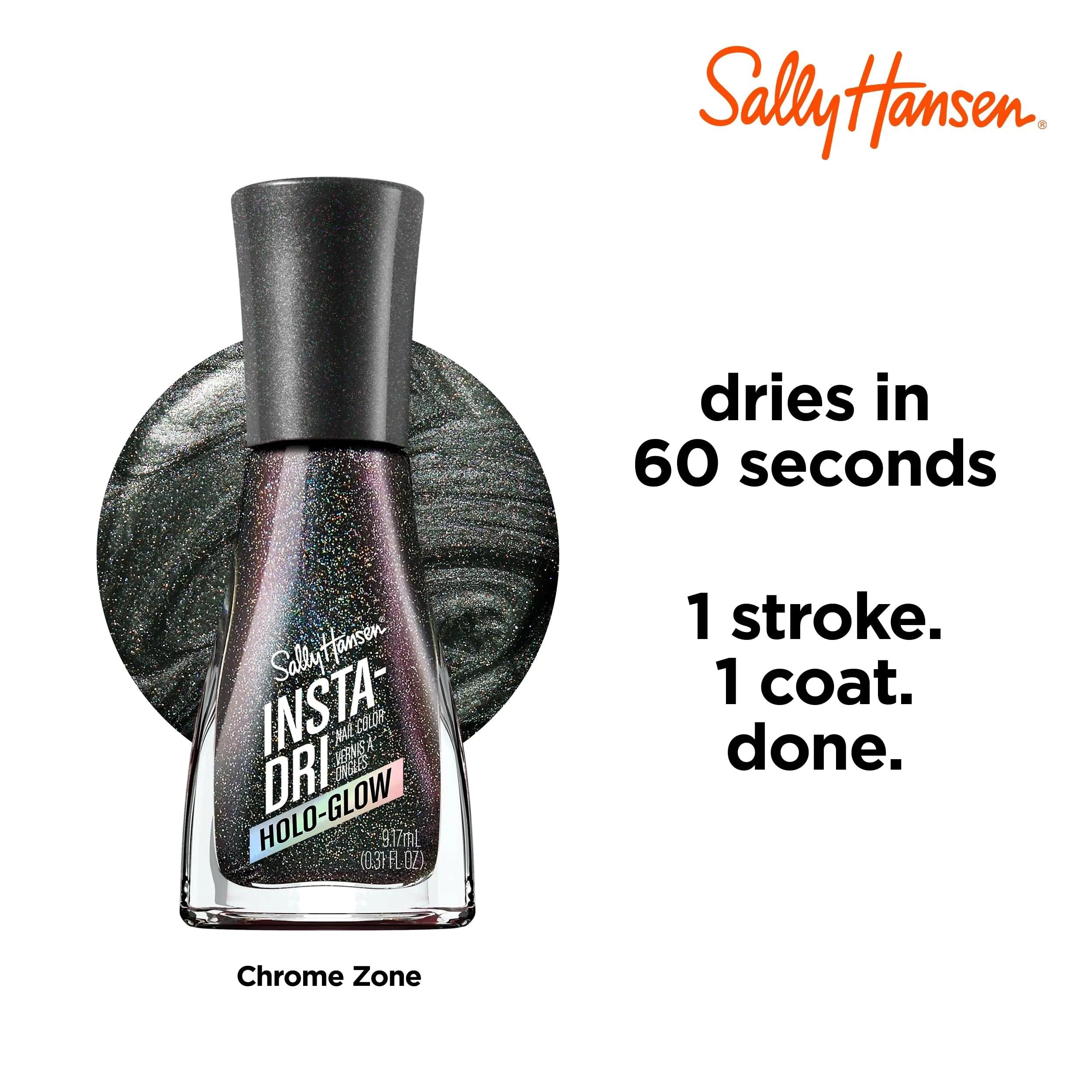 Sally Hansen Insta-Dri® Holo-Glow, Chrome Zone, Quick Dry, Long Lasting, Streak-Free Shine, Metallic Black Nail Polish 0.3 Fl Oz (Pack of 1) - Evallys.com # #