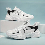 Breathable Sneakers] Chunky Breathable Mesh Sneakers | Men's White & Teal Casual Sneakers with EVA Sole,Design for All Season