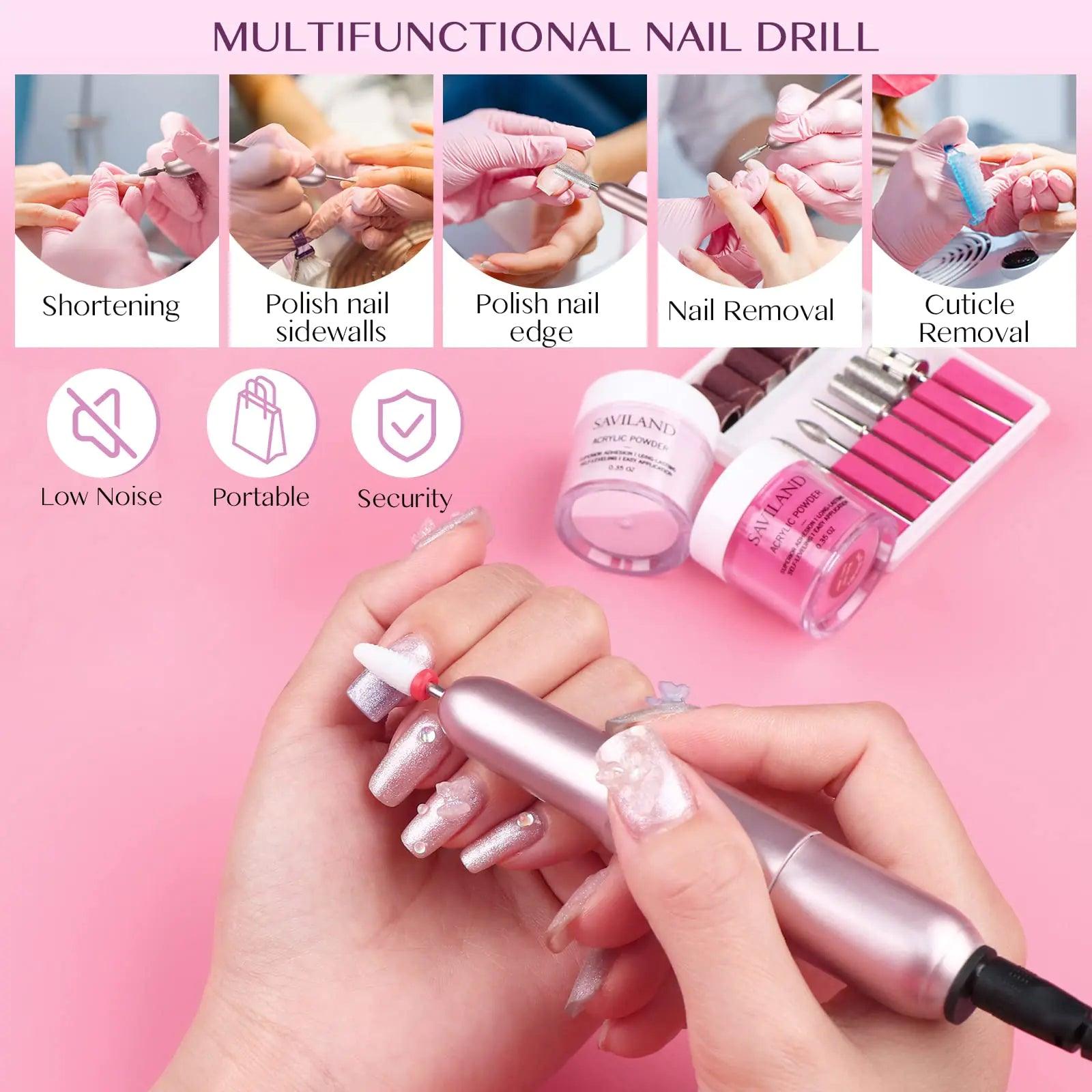 SAVILAND Acrylic Nail Kit with Everything: Professional Nail Kits Acrylic with Everything Full Acrylic Nail Kit with Drill for Beginners Professional Acrylic Nail Tools Home Manicure 412pcs - Evallys.com # #