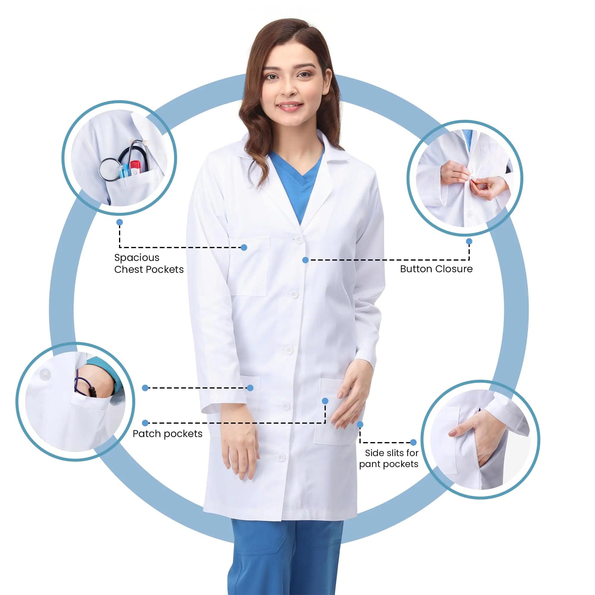 NY Threads Professional Lab Coat for Women, Long Sleeve Poly Cotton Medical Coat Small (Pack of 1) White - Evallys.com # #