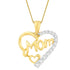 10K Yellow Gold Round Cut Diamond Mom Heart Pendant Necklace (0.25 cttw, H-I Color, I1-I2 Clarity) - Evallys.com # #