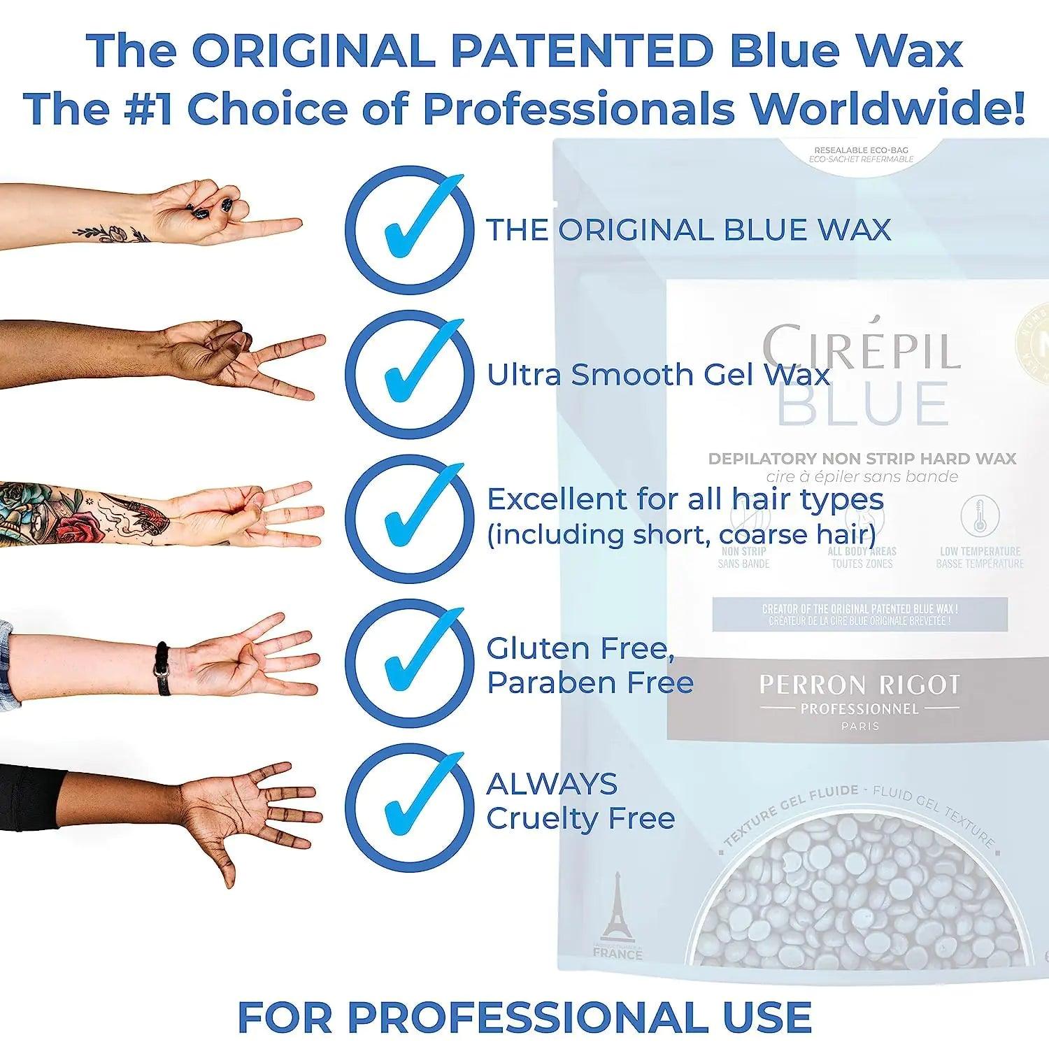 Cirepil Blue 400g Unscented All-Purpose Wax Beads - Perfect for Sensitive Skin, Easy Removal Peel-Off Texture, Fluid Gel, NO STRIP NEEDED 400g Beads - Evallys.com # #