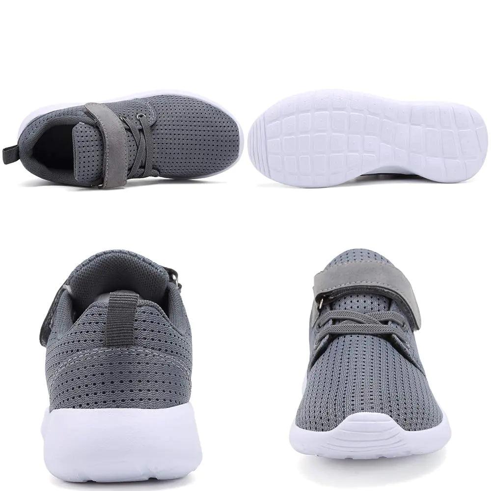 TOEDNNQI Boys Girls Sneakers Kids Lightweight Breathable Strap Athletic Running Shoes for Toddler/Little Kid/Big Kid 6 Toddler Grey - Evallys.com # #