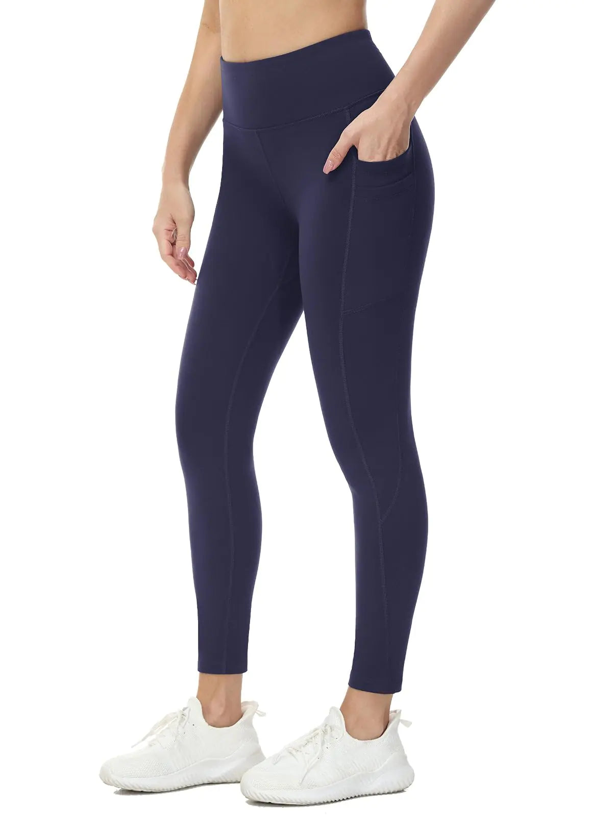 BALEAF Women's Fleece Lined Leggings Water Resistant Thermal Winter Warm Tights High Waisted with Pockets Running Gear 3X-Large Petite-25"-navy - Evallys.com # #