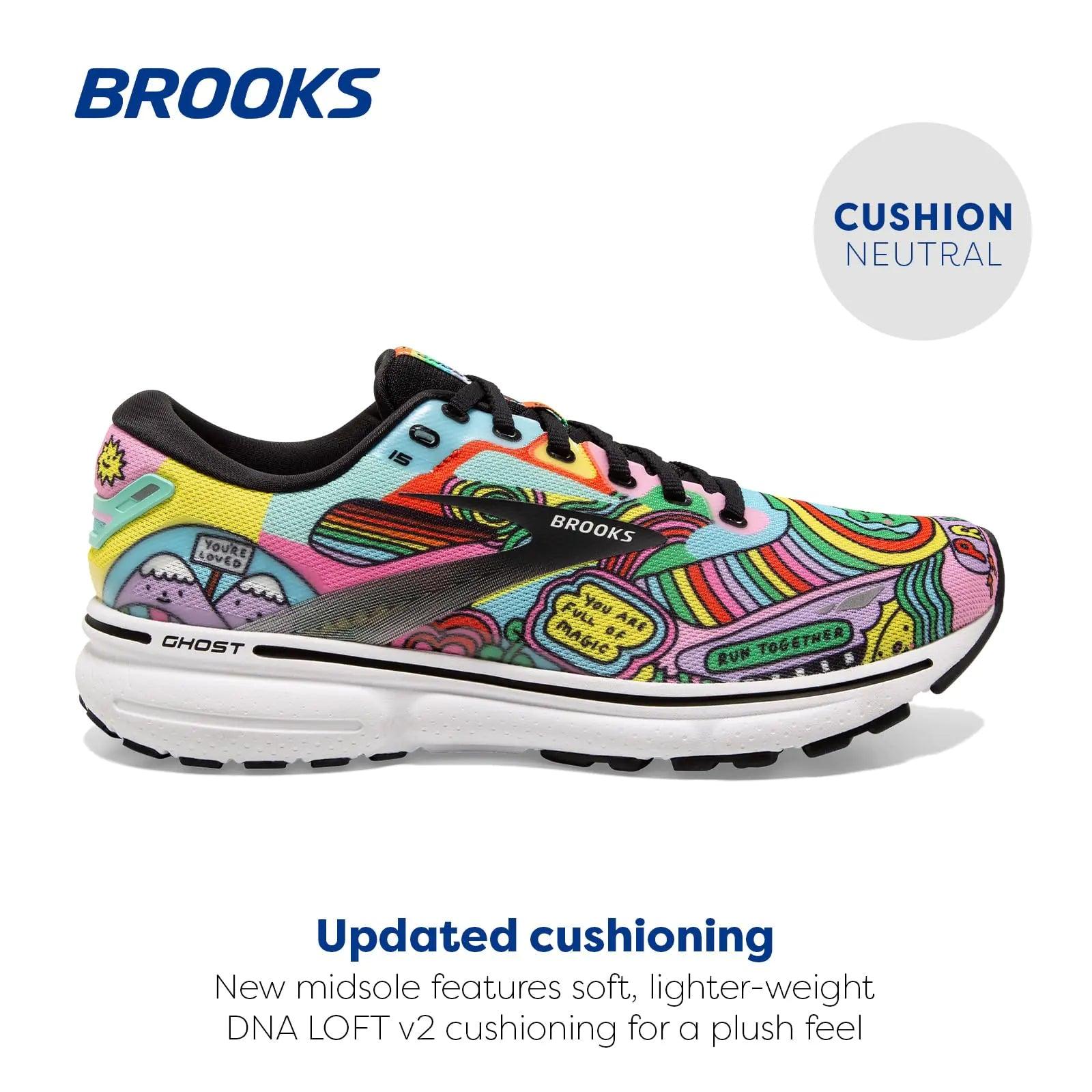 Brooks Women's Ghost 15 Neutral Running Shoe 10.5 Black/White/Multi - Evallys.com # #