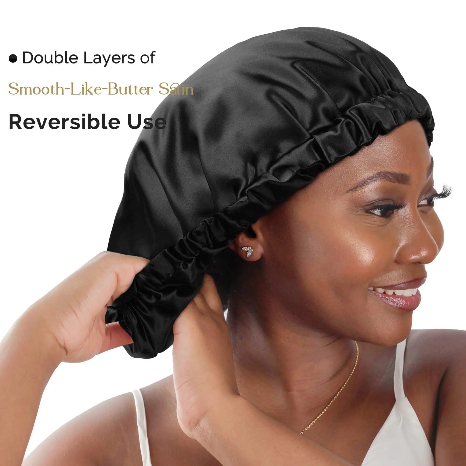 YANIBEST Satin Bonnet Silk Bonnet Adjustable Hair Bonnet for Sleeping Hair Bonnets for Women Curly Natural Hair One Size Brown - Evallys.com # #