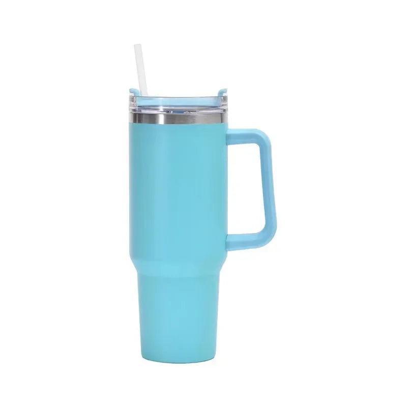 40Oz Cafe Mug Insulated Tumbler with Handle Lids Straw Stainless Steel Coffee Termos Cup Car Vacuum Flasks Portable Water Bottle - Evallys.com # #