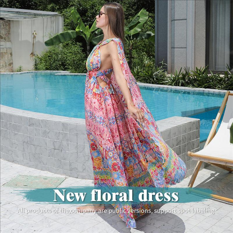 Women's Floral Style Large Hem Dress - Evallys.com # #