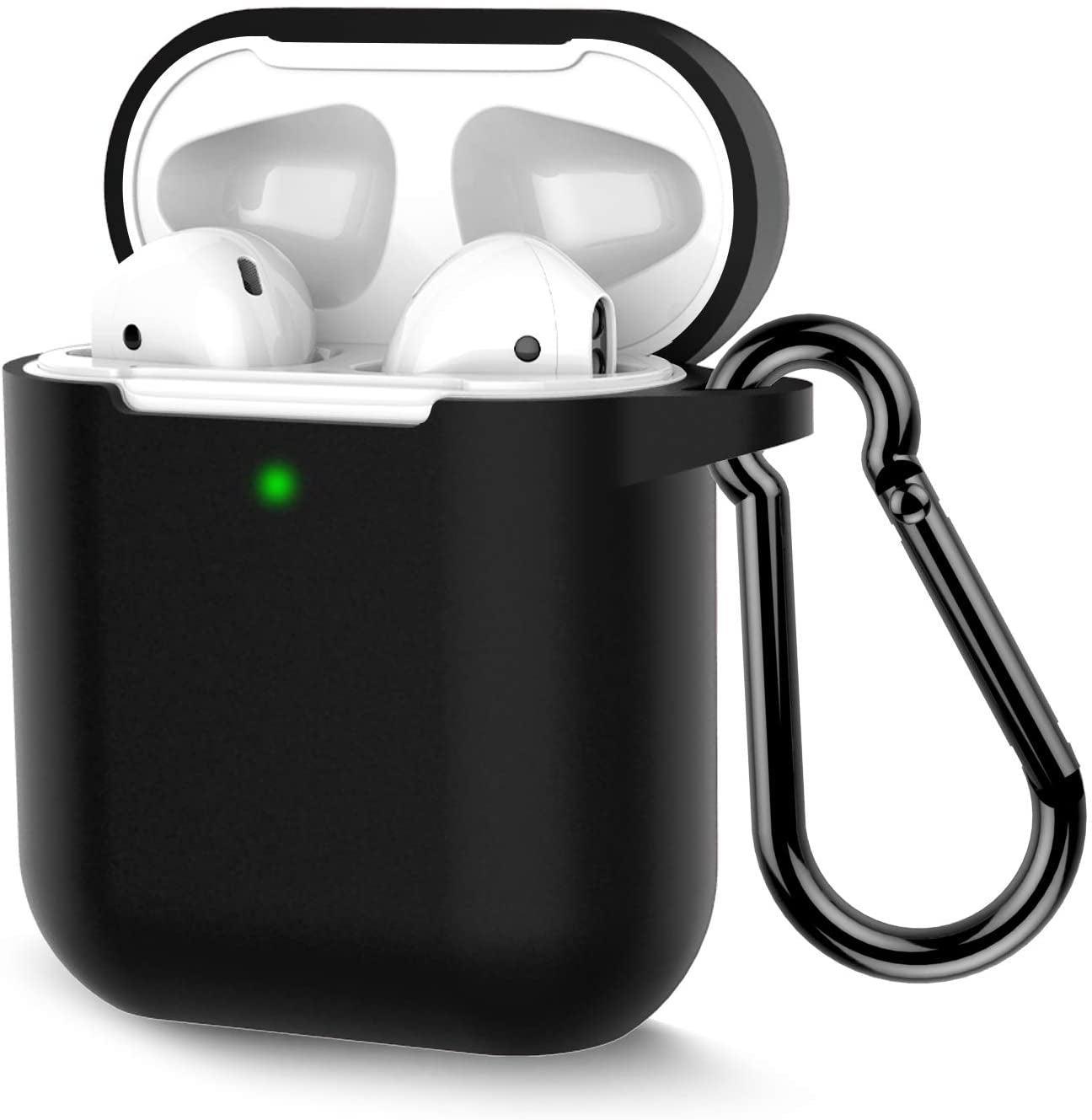 Coffea Protective Silicone Case with Keychain for Apple Airpods 2 (Black) - Evallys.com # #