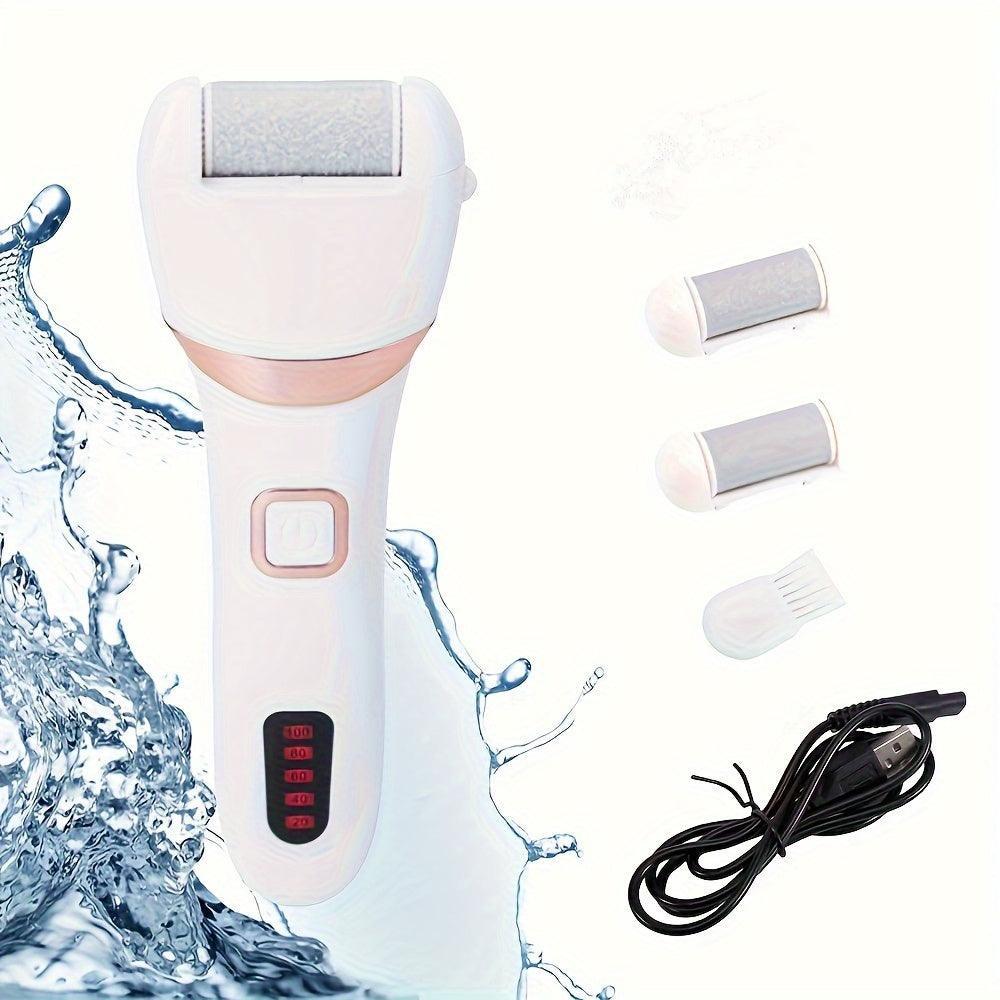 Electric Foot Grinder And Callus Remover, Electric Foot Polisher, Rechargeable Foot Washing And Pedicure Kit, Suitable For Cracked Heels And Dead Skin, With 3 Roller Heads - Evallys.com # #