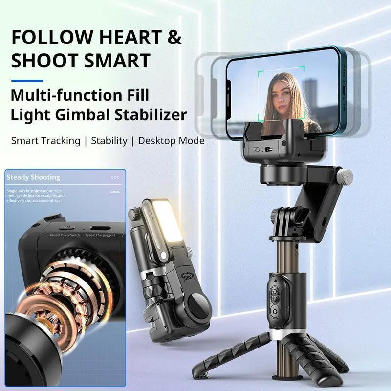 360 Rotation Selfie Stick Tripod for Iphone Smartphone, Phone Tripod Gimbal Stabilizer, Phone Accessories, Selfie Stick Tripod Gimbal for Live Photography, Phone Stabilizer Content Creator Equipment - Evallys.com # #