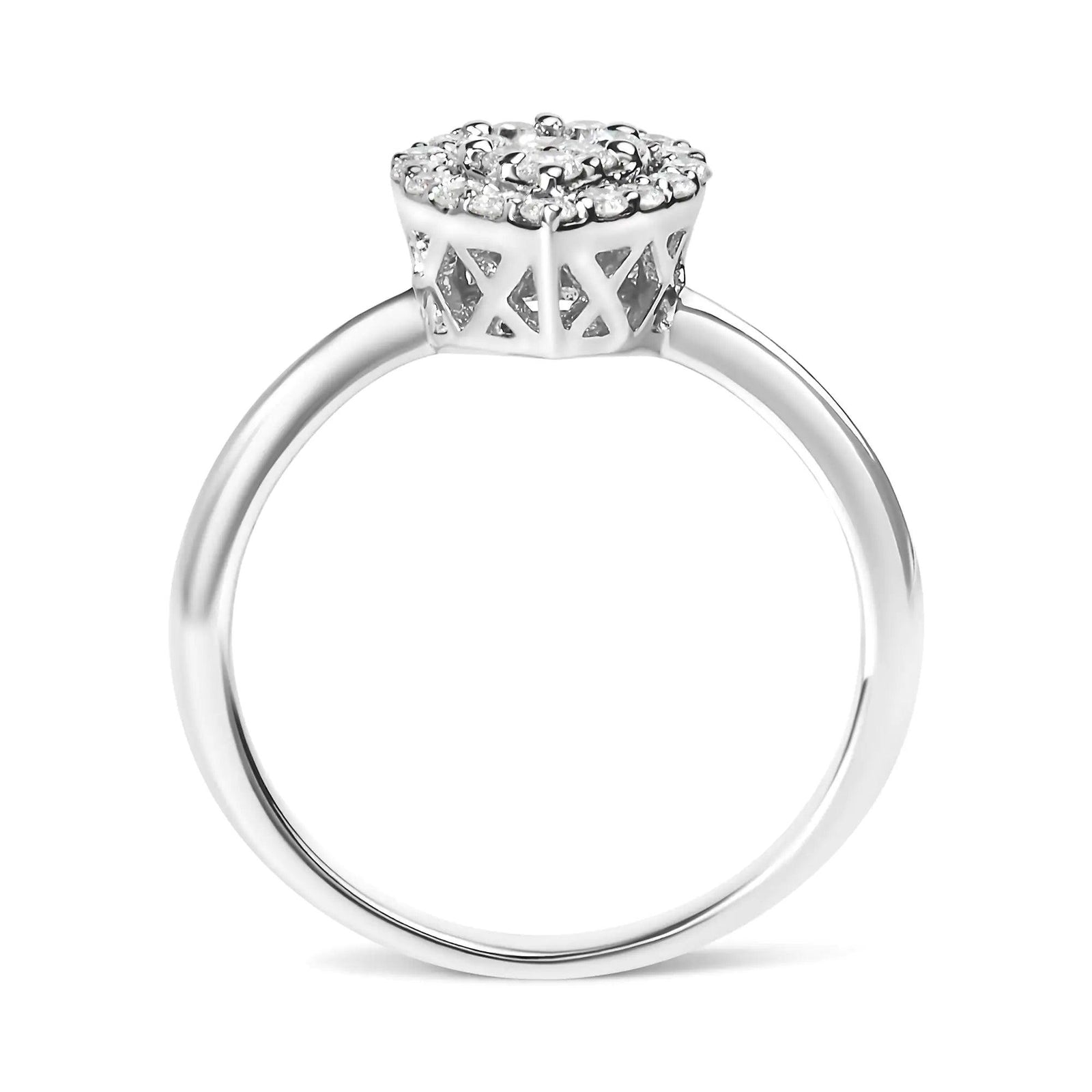 10K White Gold 3/8 Cttw Round-Cut Lab Grown Diamond Cluster Pear Promise Ring (G-H Color, VS2-SI1 Clarity) - Evallys.com # #