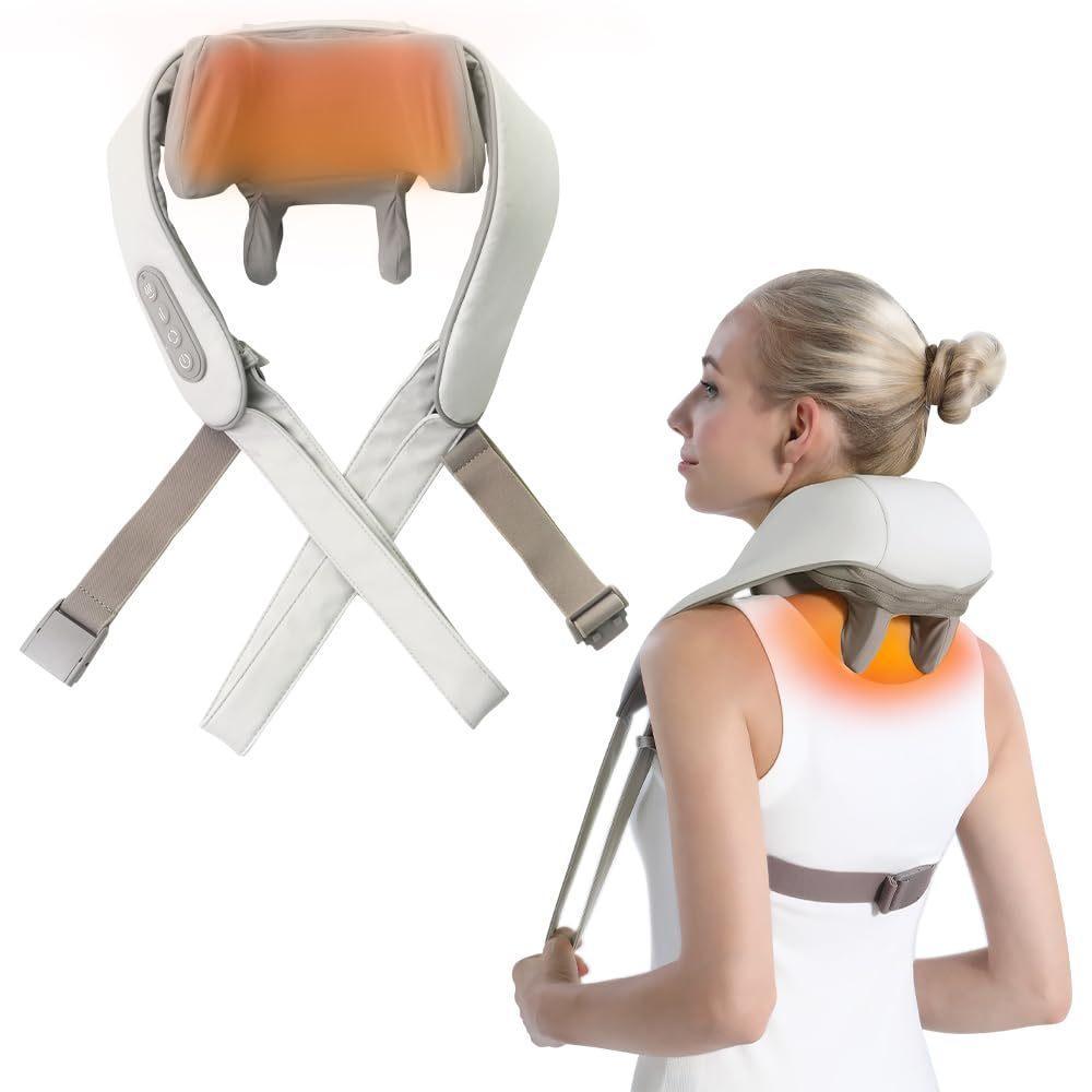 Neck Shoulder Back Massager With Heat - Shiatsu Massager Adjustable Relaxing Gift Plug-in Comfort - Evallys.com # #