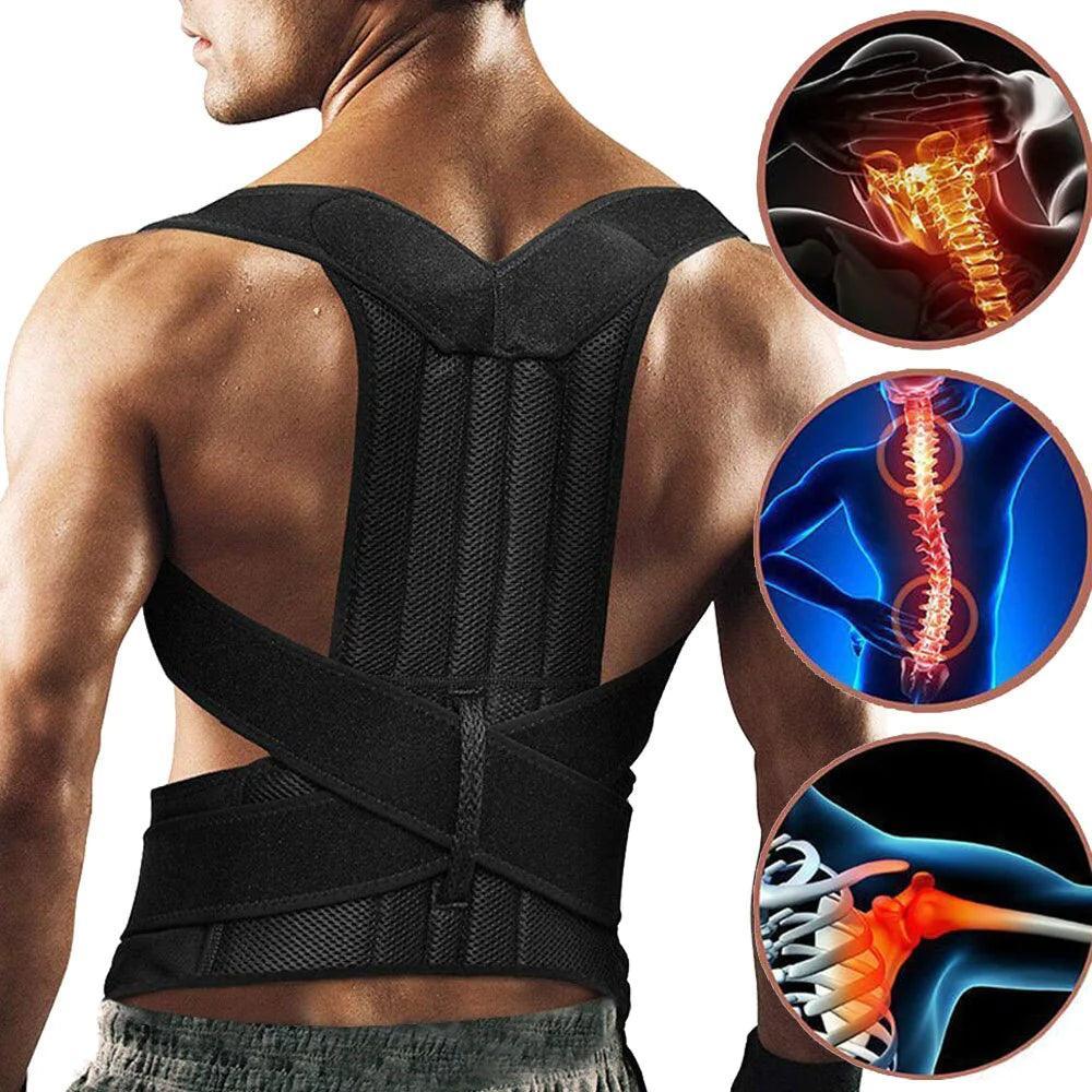 Adjustable Posture Corrector Low Back Support Shoulder Brace Belt for Men Women - Evallys.com # #