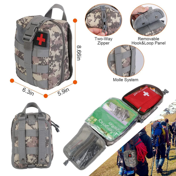 125Pcs Survival Kits Professional Emergency Survival Gear Tactical First Aid Kit Supplies For Outdoor Adventure Camping Hiking Hunting - Evallys.com
