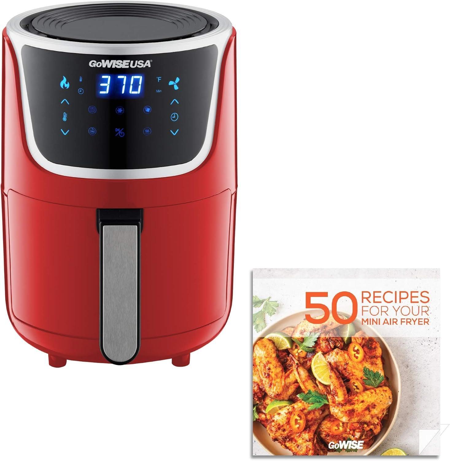 Gowise USA GW22955 7-Quart Electric Air Fryer with Dehydrator & 3 Stackable Racks, Digital Touchscreen with 8 Functions + Recipes, 7.0-Qt, Black/Copper - Evallys.com # #