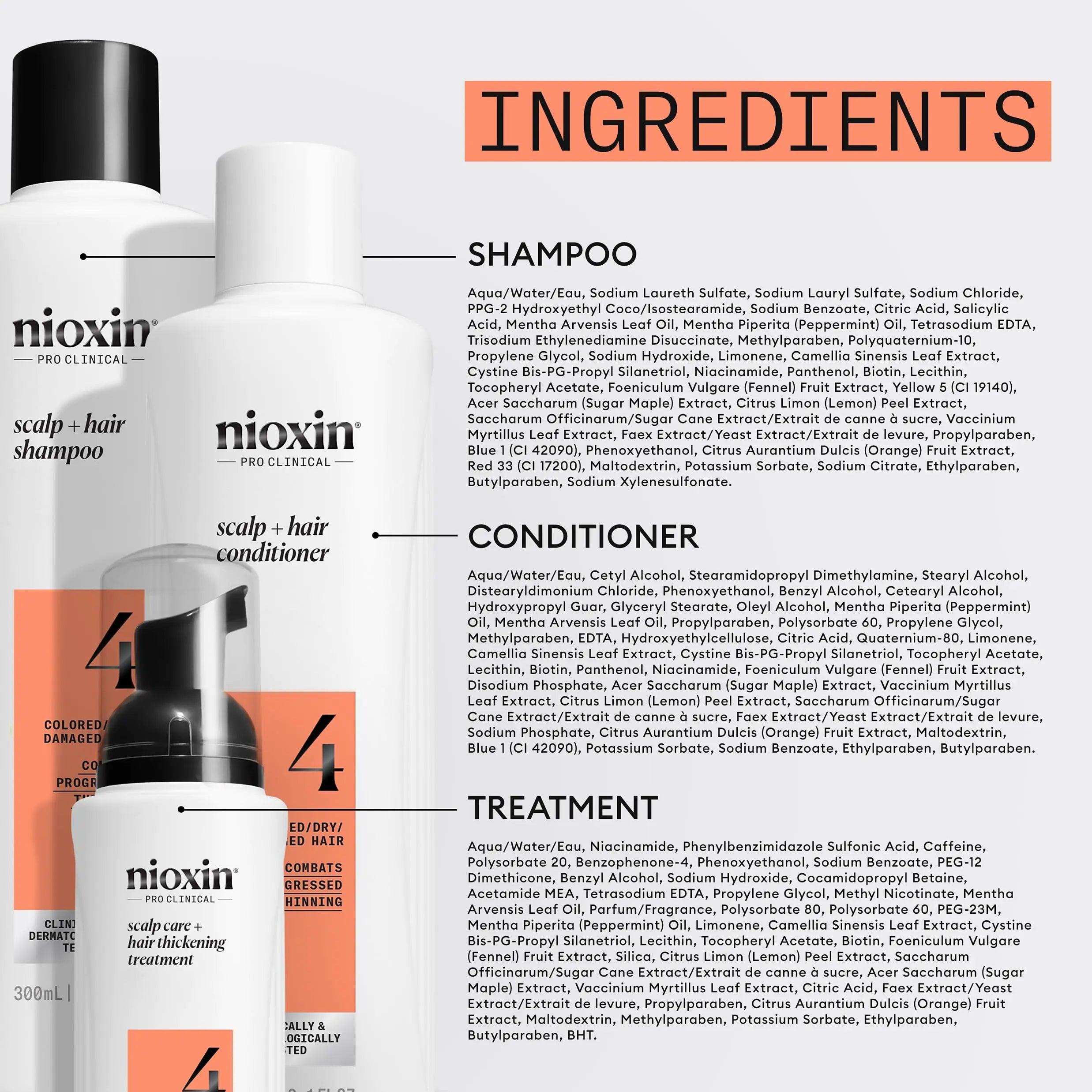 Nioxin Scalp + Hair Thickening System 4 - Hair Thickening System for Colored Or Dry Damaged Hair with Progressed Thinning, Full Size (Packaging May Vary) System 4 Kit - Evallys.com # #