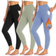 3 Pack Fleece Lined Leggings Women with Pockets -Warm Winter Yoga Pants for Women Thermal Running Workout Leggings Large-X-Large Black/Tea Gray/Morandi Blue - Evallys.com