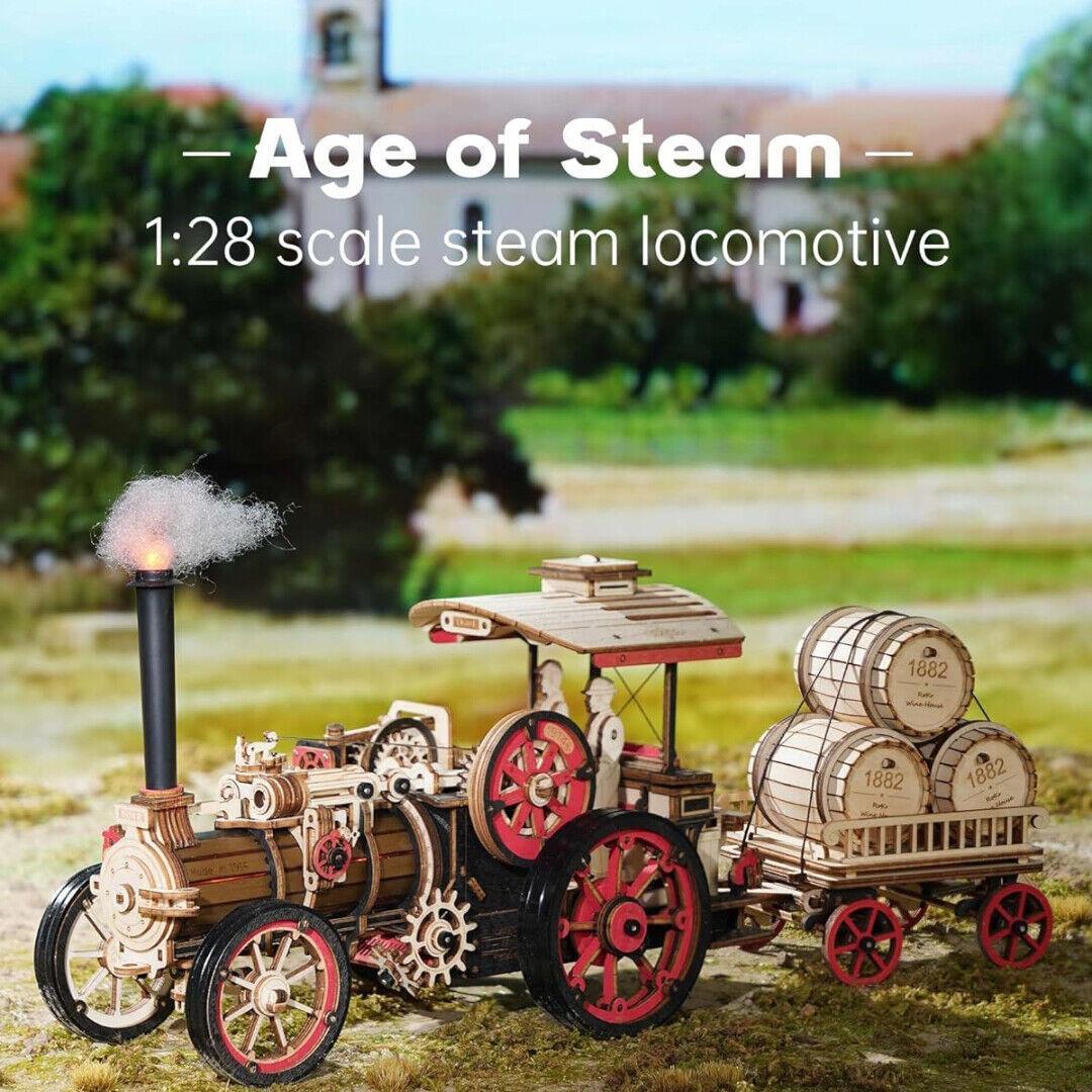 ROKR 3D Wooden Puzzle Car Model Steam Engine Mechanical Teens Kids Birthday Gift - Evallys.com # #