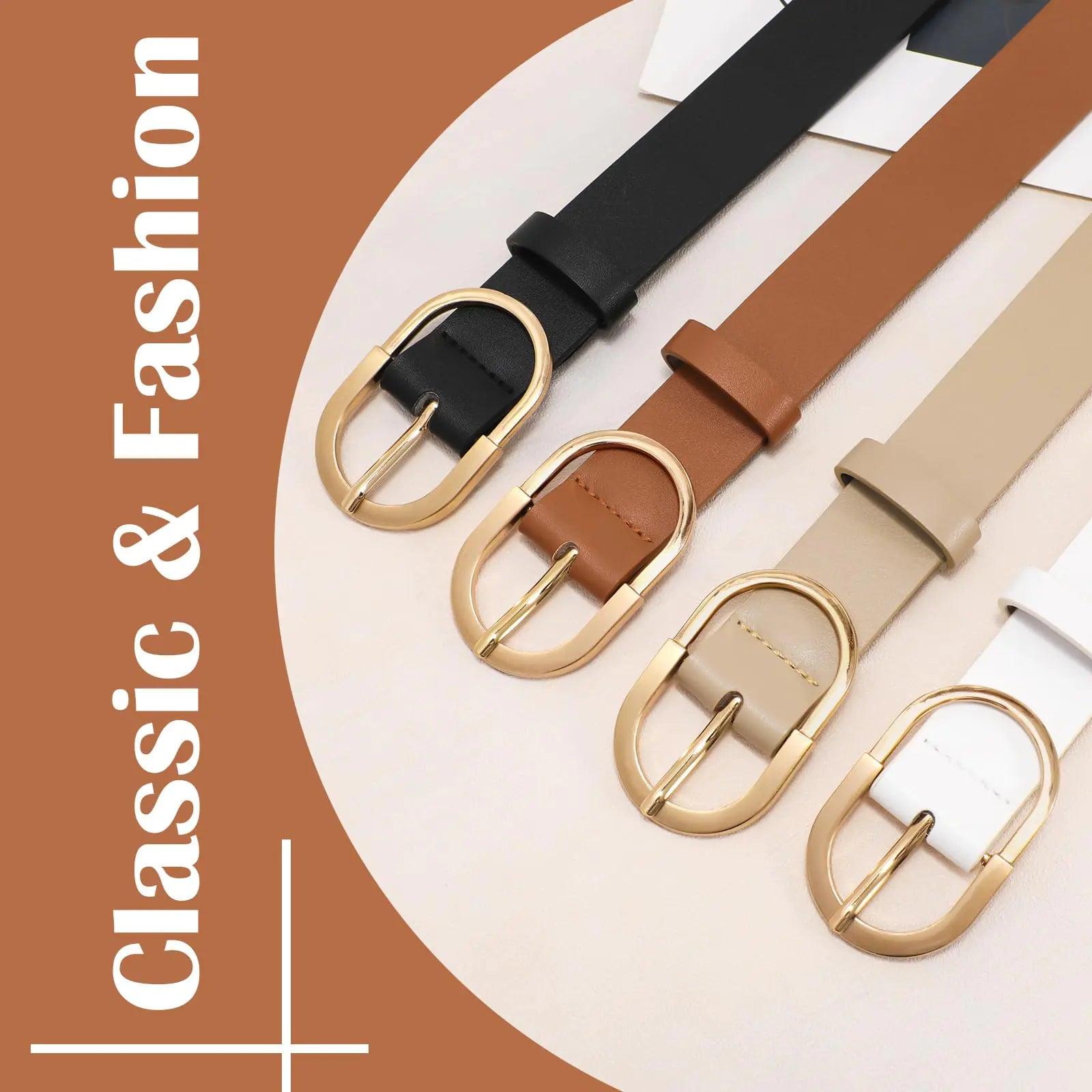 VONMELLI 3 Pack Women's Belts for Jeans Pants Fashion Gold Buckle Ladies Dress Belt C-black+brown+beige XXXL: Fit Waist Size 51-54 Inches - Evallys.com # #