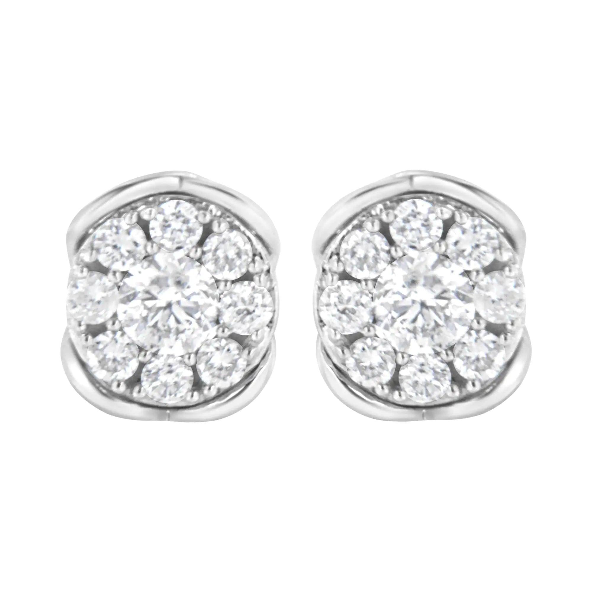 .925 Sterling Silver 1/2 cttw Lab Grown Diamond Composite Earring (F-G Color, VS2-SI1 Clarity) - Evallys.com # #